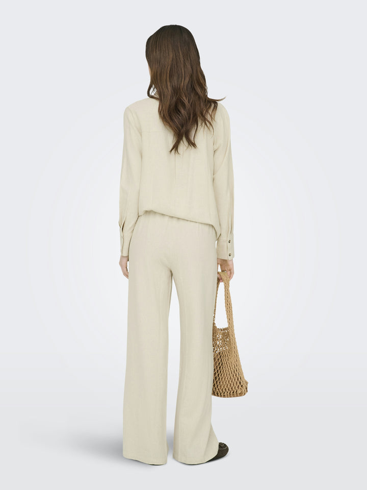 JDYSAY HW LINEN WIDE PANT WVN NOOS, Oatmeal/MELANGE 177935001 Bild 3