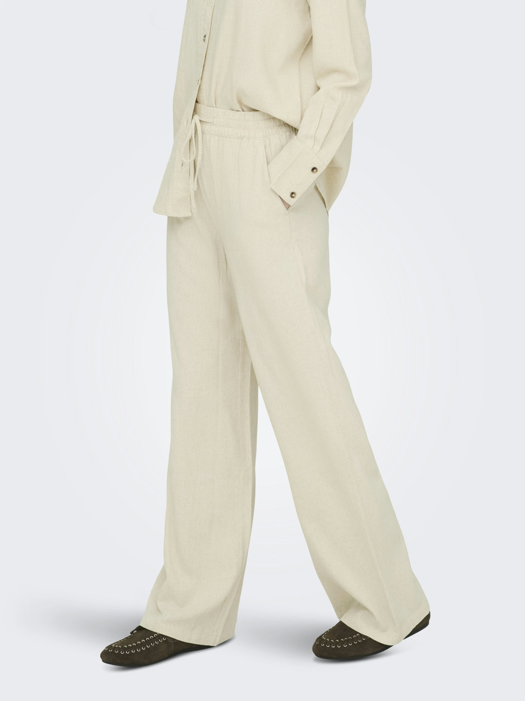 JDYSAY HW LINEN WIDE PANT WVN NOOS, Oatmeal/MELANGE 177935001 Bild 5