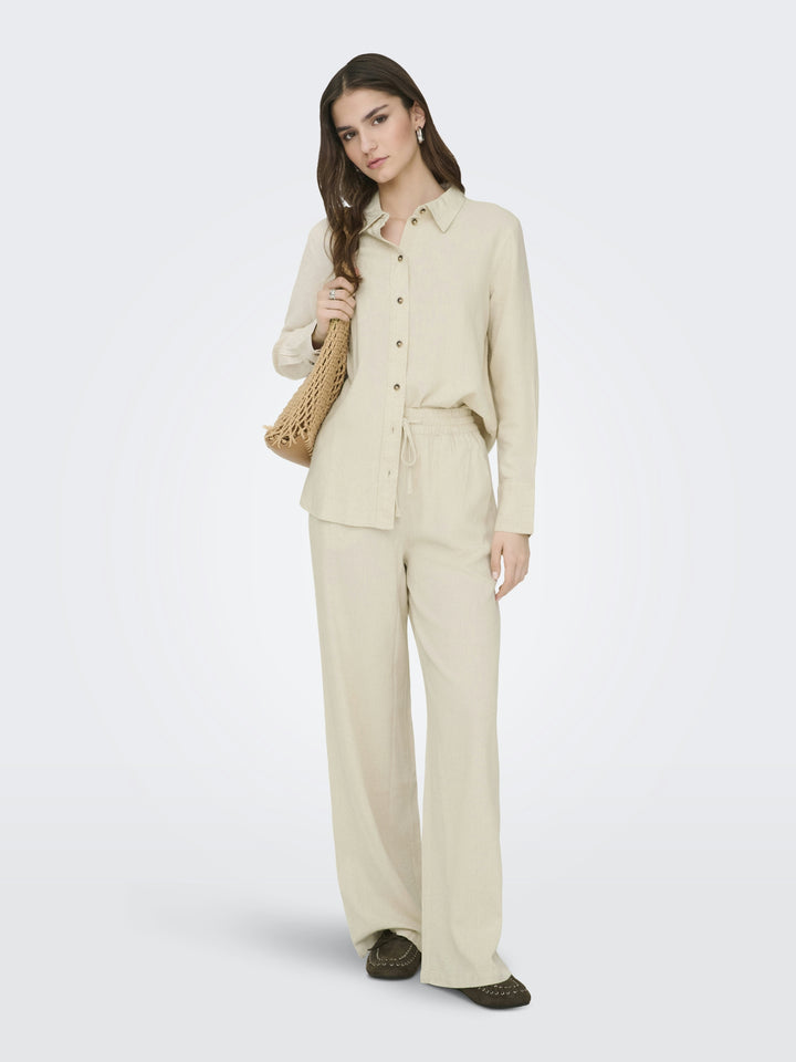 JDYSAY HW LINEN WIDE PANT WVN NOOS, Oatmeal/MELANGE 177935001 Bild 6