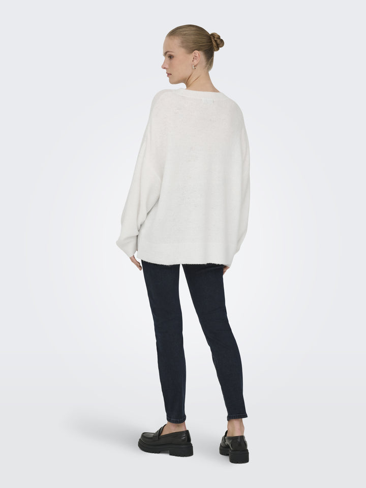 JDYSONJA L/S O-NECK PULLOVER KNT, Cloud Dancer/MELANGE 177922001 Bild 3