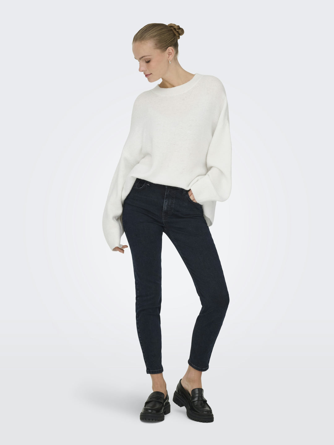 JDYSONJA L/S O-NECK PULLOVER KNT, Cloud Dancer/MELANGE 177922001 Bild 4