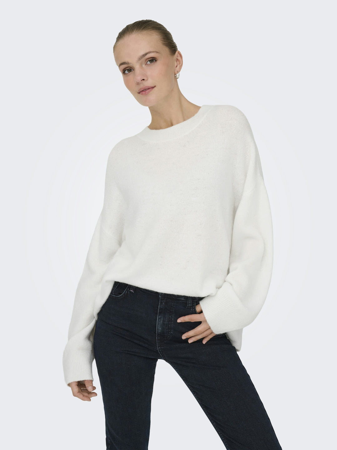 JDYSONJA L/S O-NECK PULLOVER KNT, Cloud Dancer/MELANGE 177922001 Bild 7