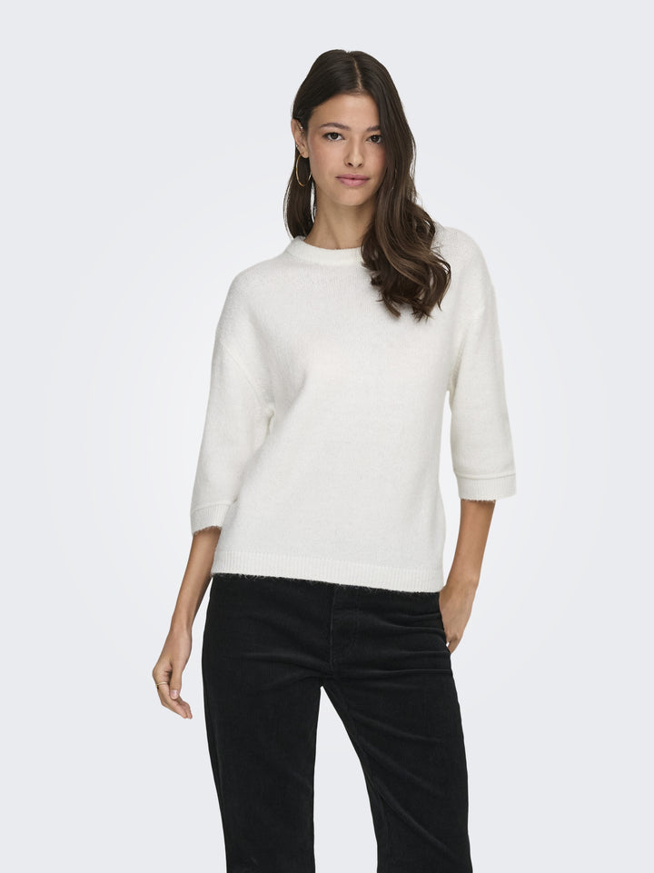 JDYSONJA S/S O-NECK PULLOVER KNT, Cloud Dancer/MELANGE 177922001 Bild 3