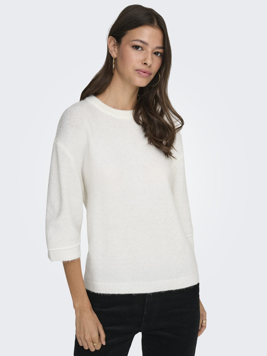 JDYSONJA S/S O-NECK PULLOVER KNT, Cloud Dancer/MELANGE 177922001 Bild 6