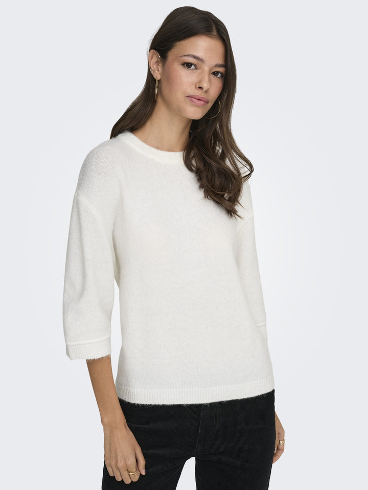 JDYSONJA S/S O-NECK PULLOVER KNT, Cloud Dancer/MELANGE 177922001 Bild 6