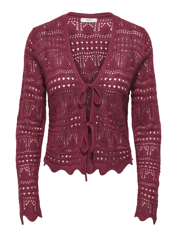 JDYSUN LAY L/S V-NECK TIE CARDIGAN, Rhubarb 179191 Bild 1