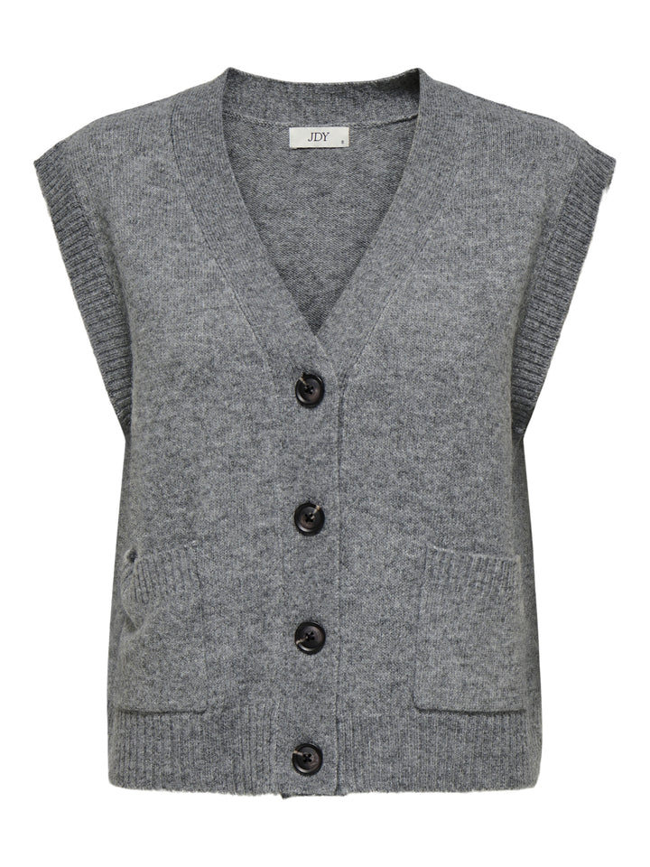 JDYSUPER LIFE S/L V-NECK VEST KNT, Medium Grey Melange 179075 Bild 1