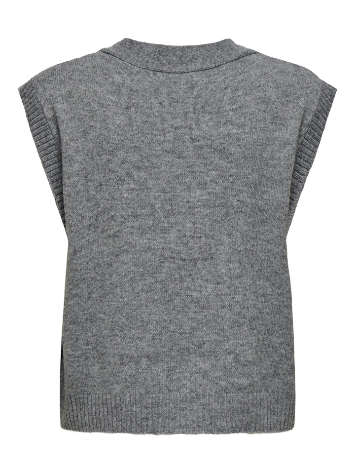 JDYSUPER LIFE S/L V-NECK VEST KNT, Medium Grey Melange 179075 Bild 2