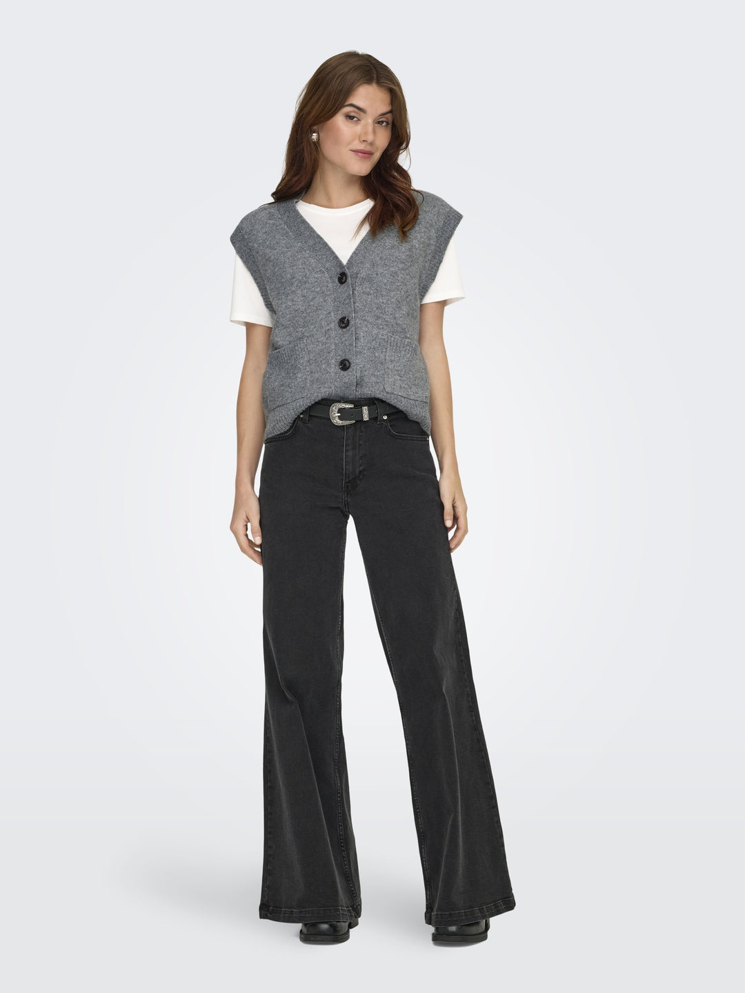 JDYSUPER LIFE S/L V-NECK VEST KNT, Medium Grey Melange 179075 Bild 7