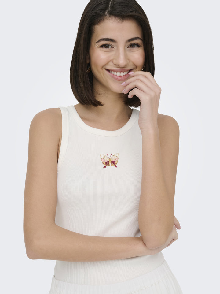 JDYTULLE LIFE EMB TANK TOP JRS, Cloud Dancer/EMB BUTTERFLY 177922001 Bild 3