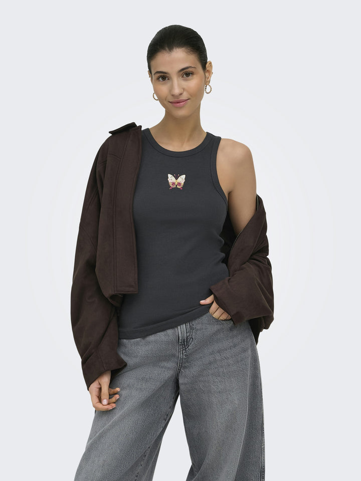 JDYTULLE LIFE EMB TANK TOP JRS, Phantom/EMB BUTTERFLY 177915001 Bild 4