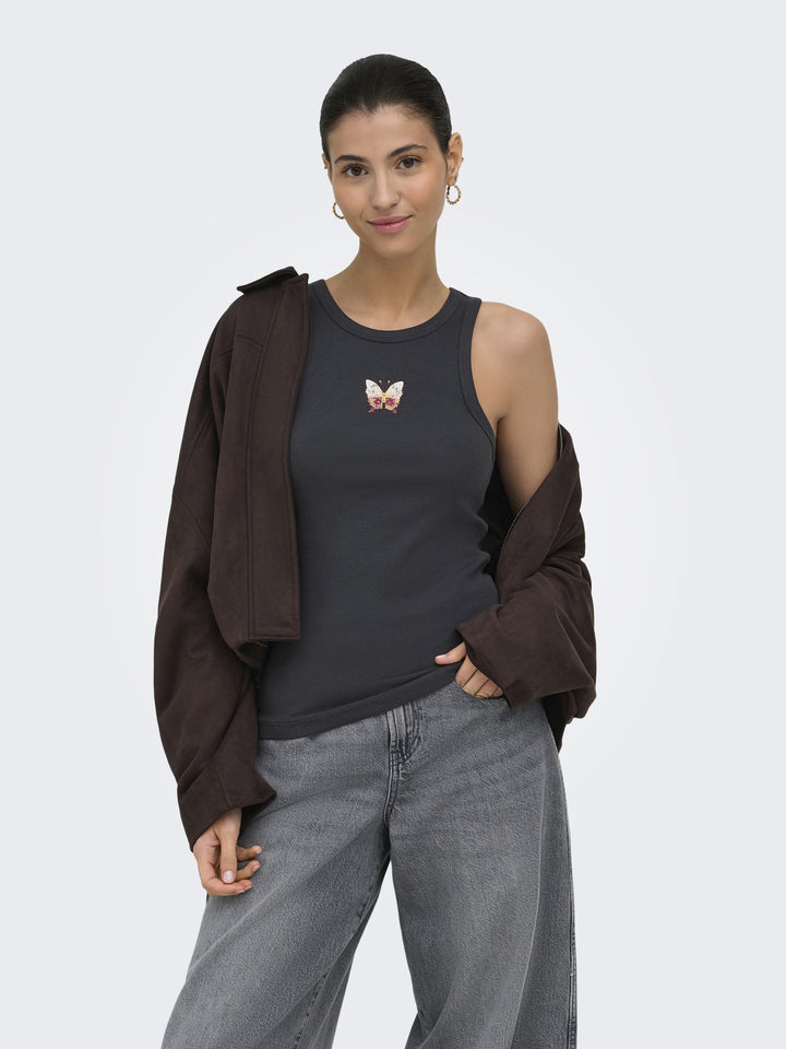 JDYTULLE LIFE EMB TANK TOP JRS, Phantom/EMB BUTTERFLY 177915001 Bild 4