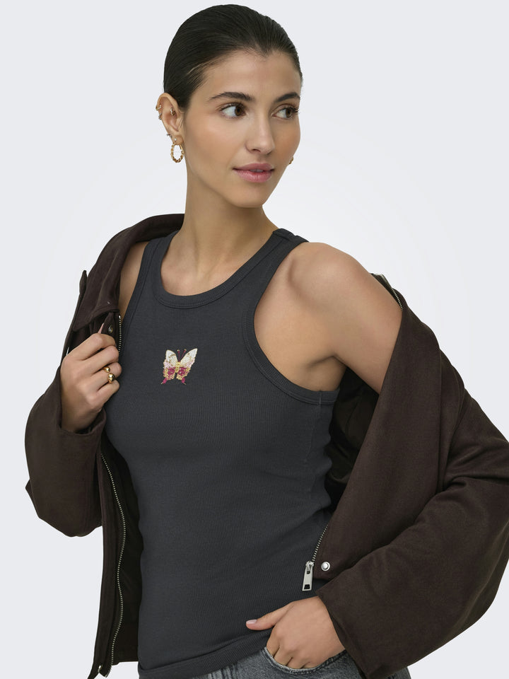 JDYTULLE LIFE EMB TANK TOP JRS, Phantom/EMB BUTTERFLY 177915001 Bild 7
