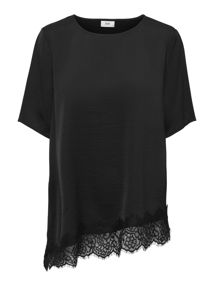 JDYURBA S/S ASSYMMETRIC TOP WVN EXP, Black/WITH BLACK LACE 177911001 Bild 1