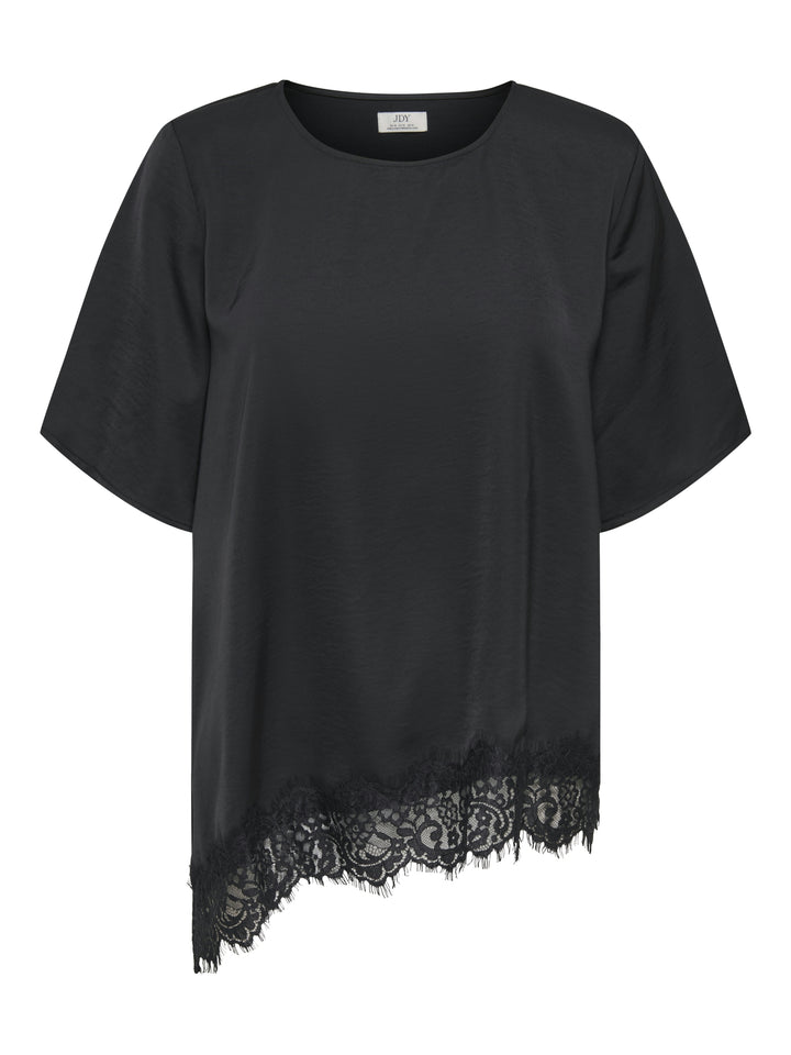 JDYURBA S/S ASSYMMETRIC TOP WVN EXP, Black/BLACK LACE 177911010 Bild 1