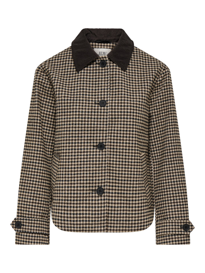 JDYVALERIE CHECK JACKET OTW YFM, Iced Coffee/BLACK AND CHOCOLATE TOR 208570001 Bild 1