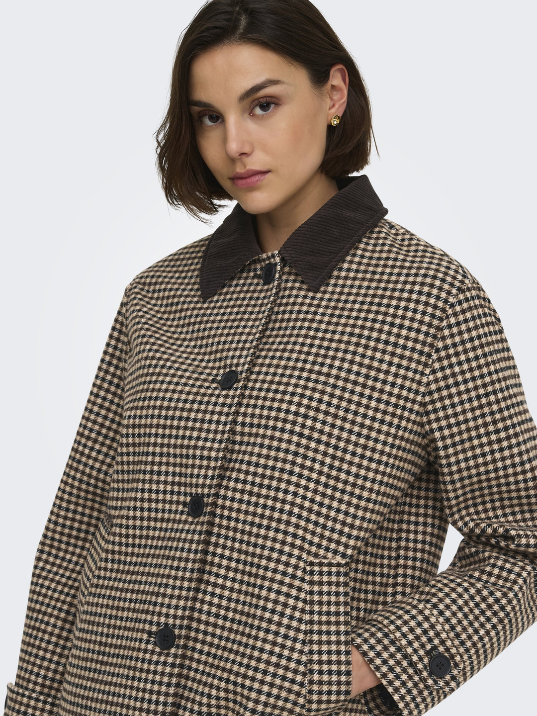 JDYVALERIE CHECK JACKET OTW YFM, Iced Coffee/BLACK AND CHOCOLATE TOR 208570001 Bild 3