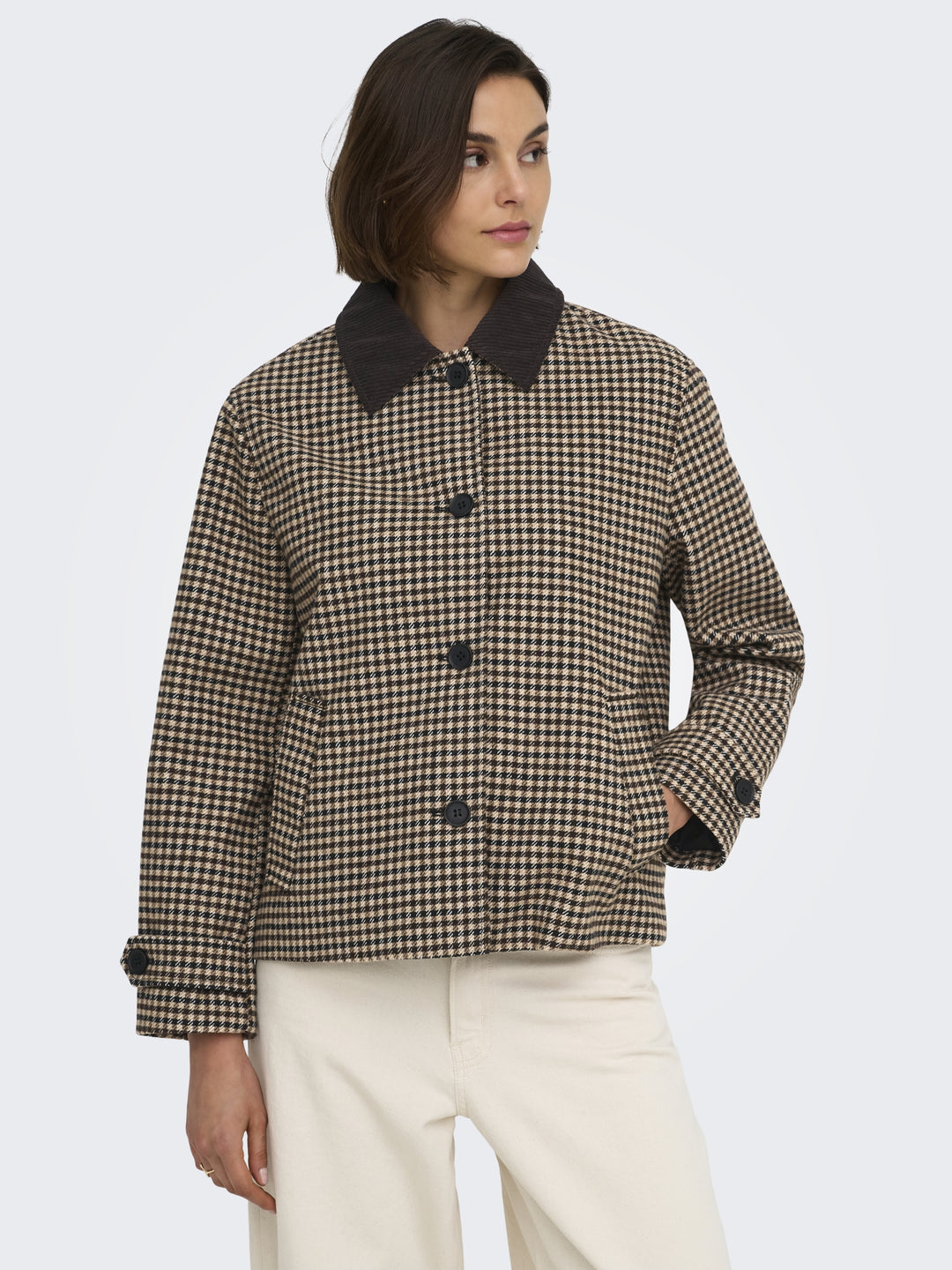 JDYVALERIE CHECK JACKET OTW YFM, Iced Coffee/BLACK AND CHOCOLATE TOR 208570001 Bild 7