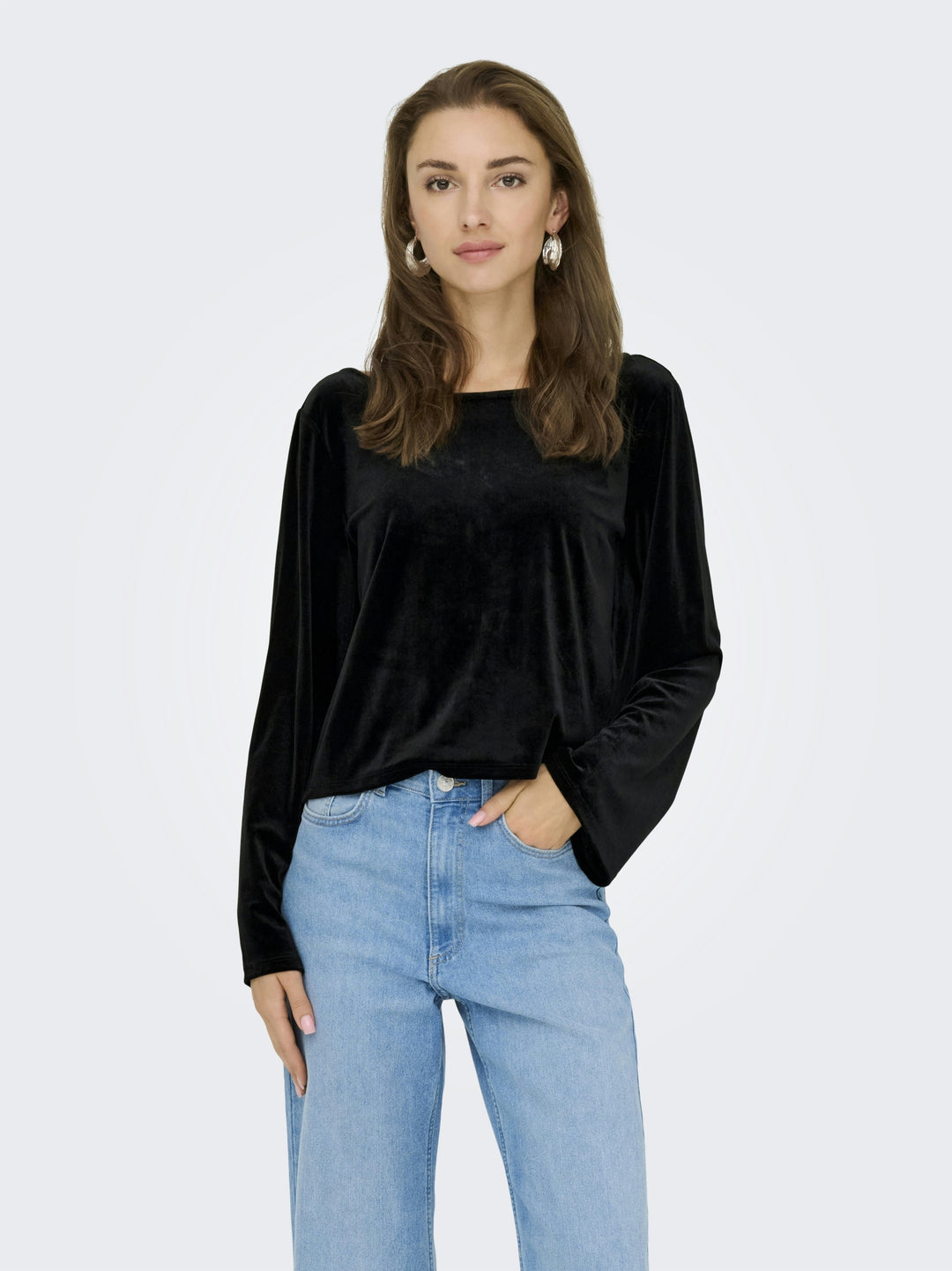 JDYVICTORY L/S VELVET BOW TOP JRS, Black/BOW 177911001 Bild 3