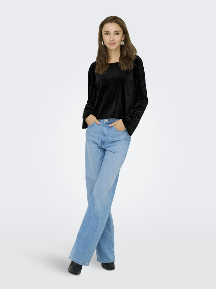 JDYVICTORY L/S VELVET BOW TOP JRS, Black/BOW 177911001 Bild 4