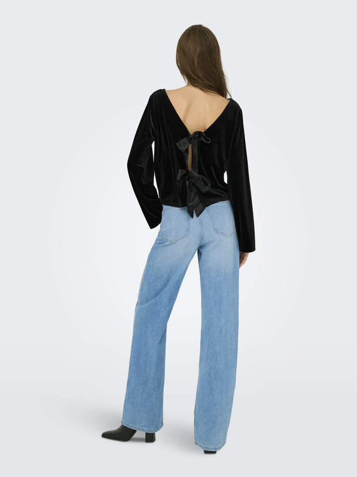 JDYVICTORY L/S VELVET BOW TOP JRS, Black/BOW 177911001 Bild 6
