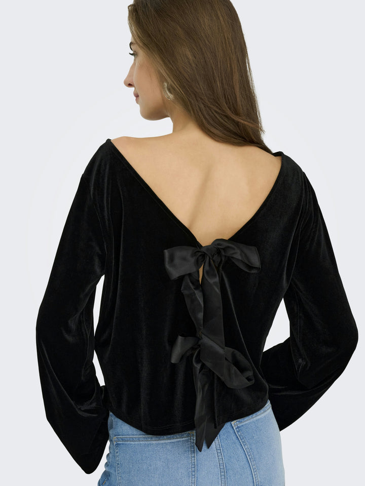 JDYVICTORY L/S VELVET BOW TOP JRS, Black/BOW 177911001 Bild 7