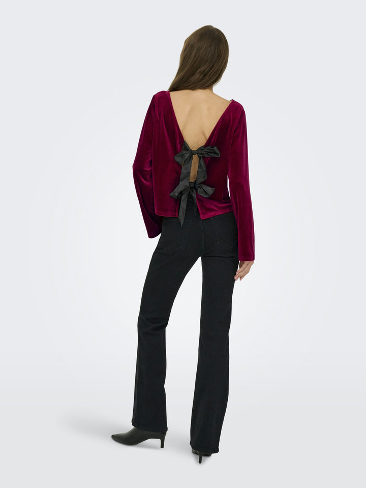 JDYVICTORY L/S VELVET BOW TOP JRS, Winetasting/BOW 188839001 Bild 4