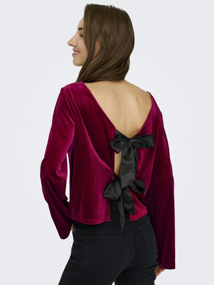 JDYVICTORY L/S VELVET BOW TOP JRS, Winetasting/BOW 188839001 Bild 6