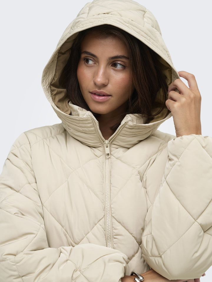 JDYVIOLET SHORT HOOD PUFFER OTW YFM, Silver Lining/CONTRAST KELP 264895001 Bild 3