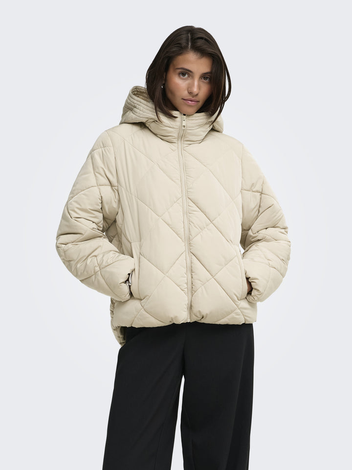 JDYVIOLET SHORT HOOD PUFFER OTW YFM, Silver Lining/CONTRAST KELP 264895001 Bild 4