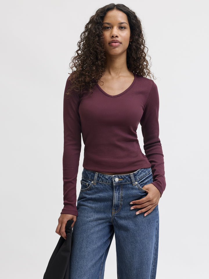 JXFREYA STR LS V-NECK TOP JRS NOOS, Winetasting 176841 Bild 5