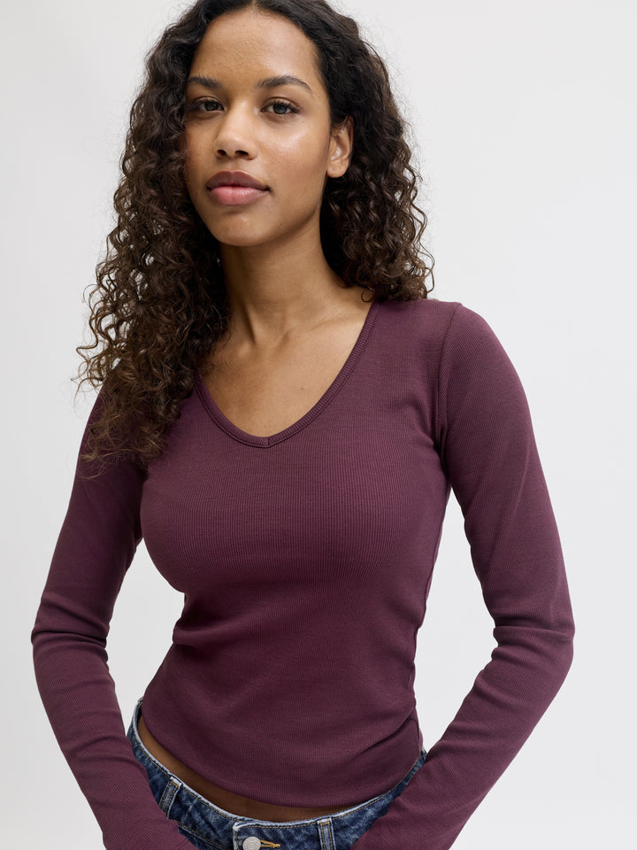 JXFREYA STR LS V-NECK TOP JRS NOOS, Winetasting 176841 Bild 6