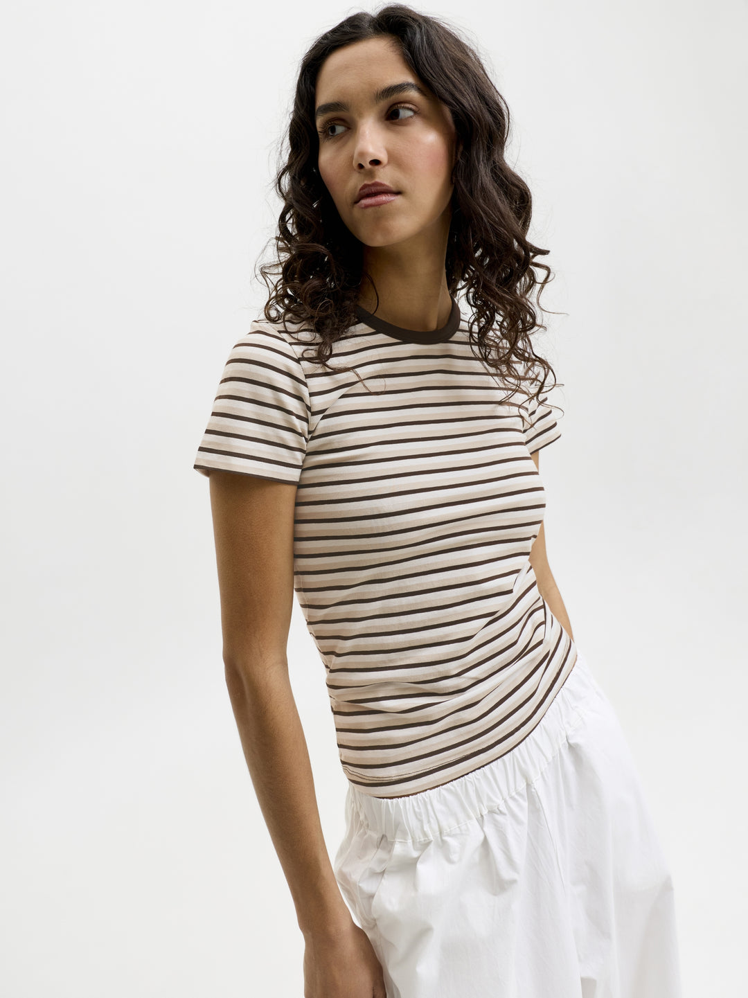JXGIGI STR SS STRIPE TEE JRS EXP LN, Cloud Dancer/Oatmeal & Demitasse 177642001 Bild 7