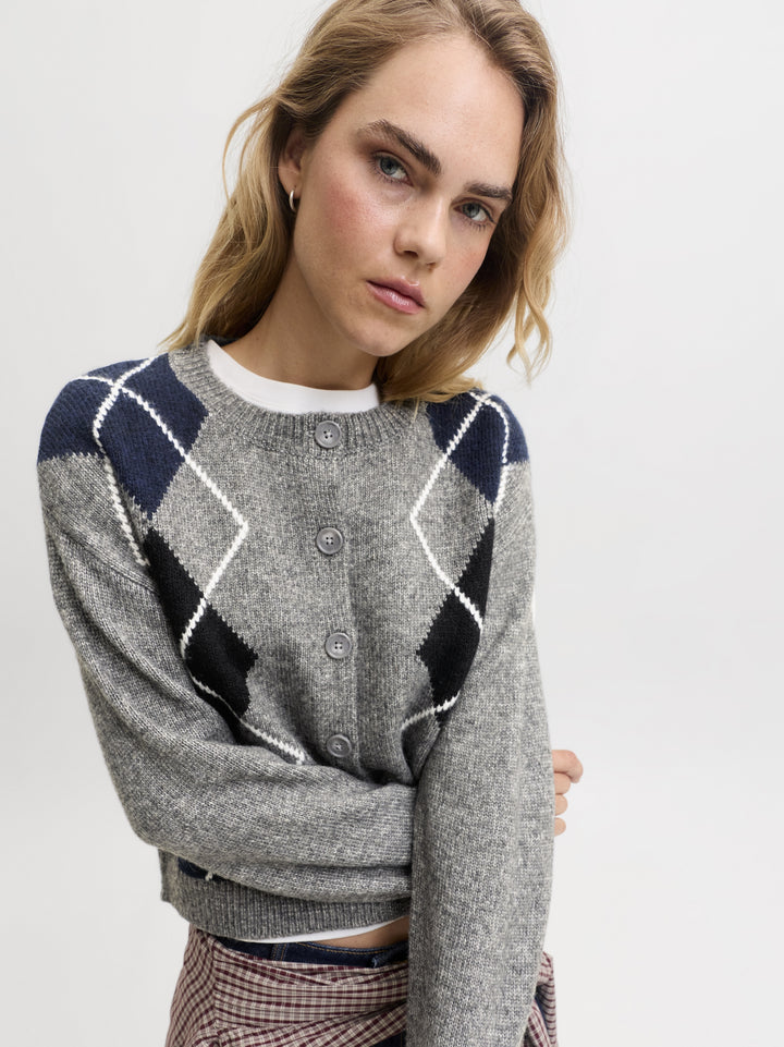 JXHARVI CARDIGAN KNIT, Dark Grey Melange 179084 Bild 9