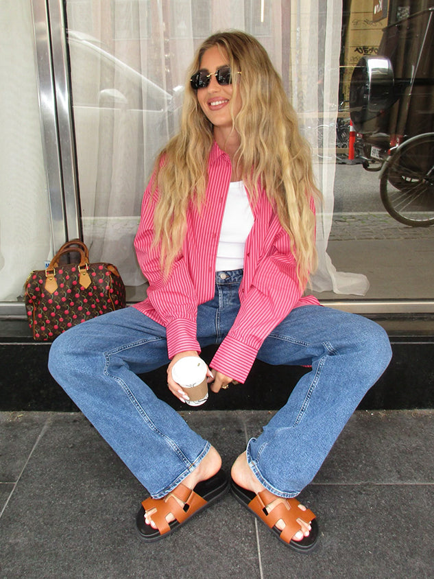 JXJAMIE LS RELAXED POPLIN SHIRT WVN, Cerise/STRIPE 177424008 Bild 1
