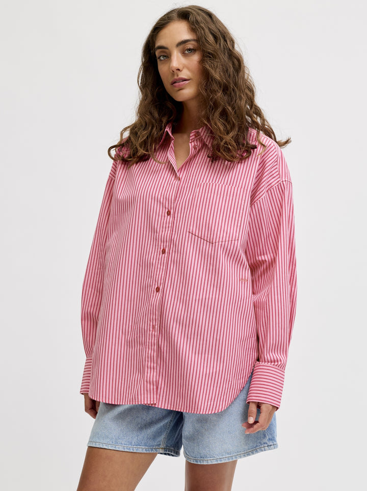 JXJAMIE LS RELAXED POPLIN SHIRT WVN, Cerise/STRIPE 177424008 Bild 4