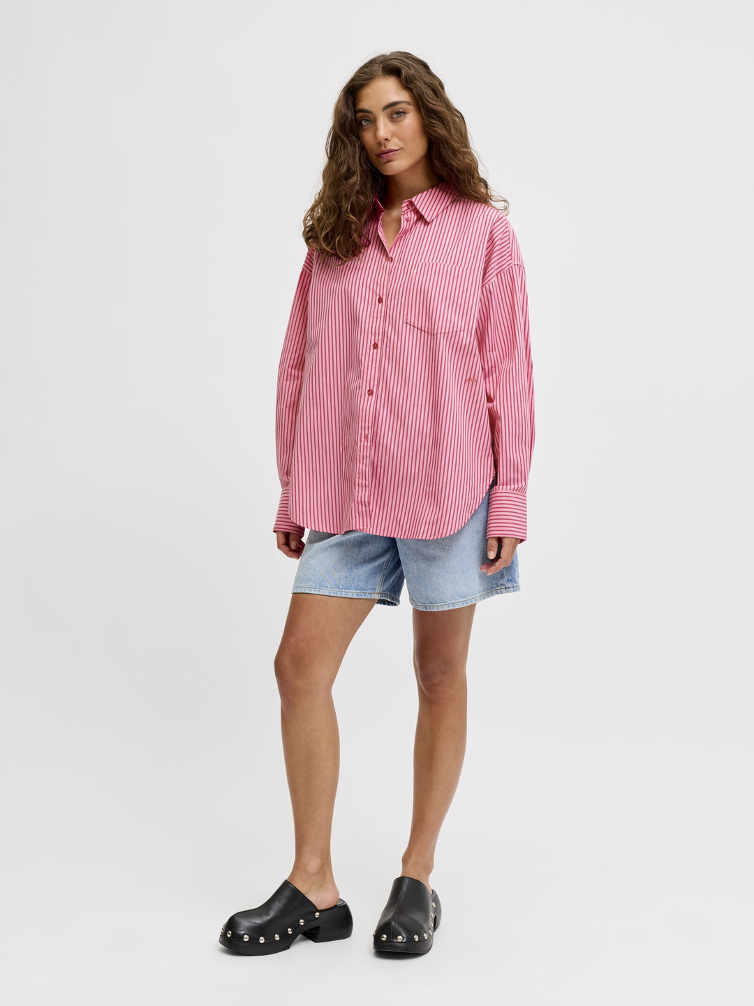 JXJAMIE LS RELAXED POPLIN SHIRT WVN, Cerise/STRIPE 177424008 Bild 6