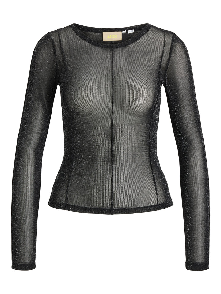 JXMINNA MESH GLITTER LS TOP WVN, Black 178012 Bild 1
