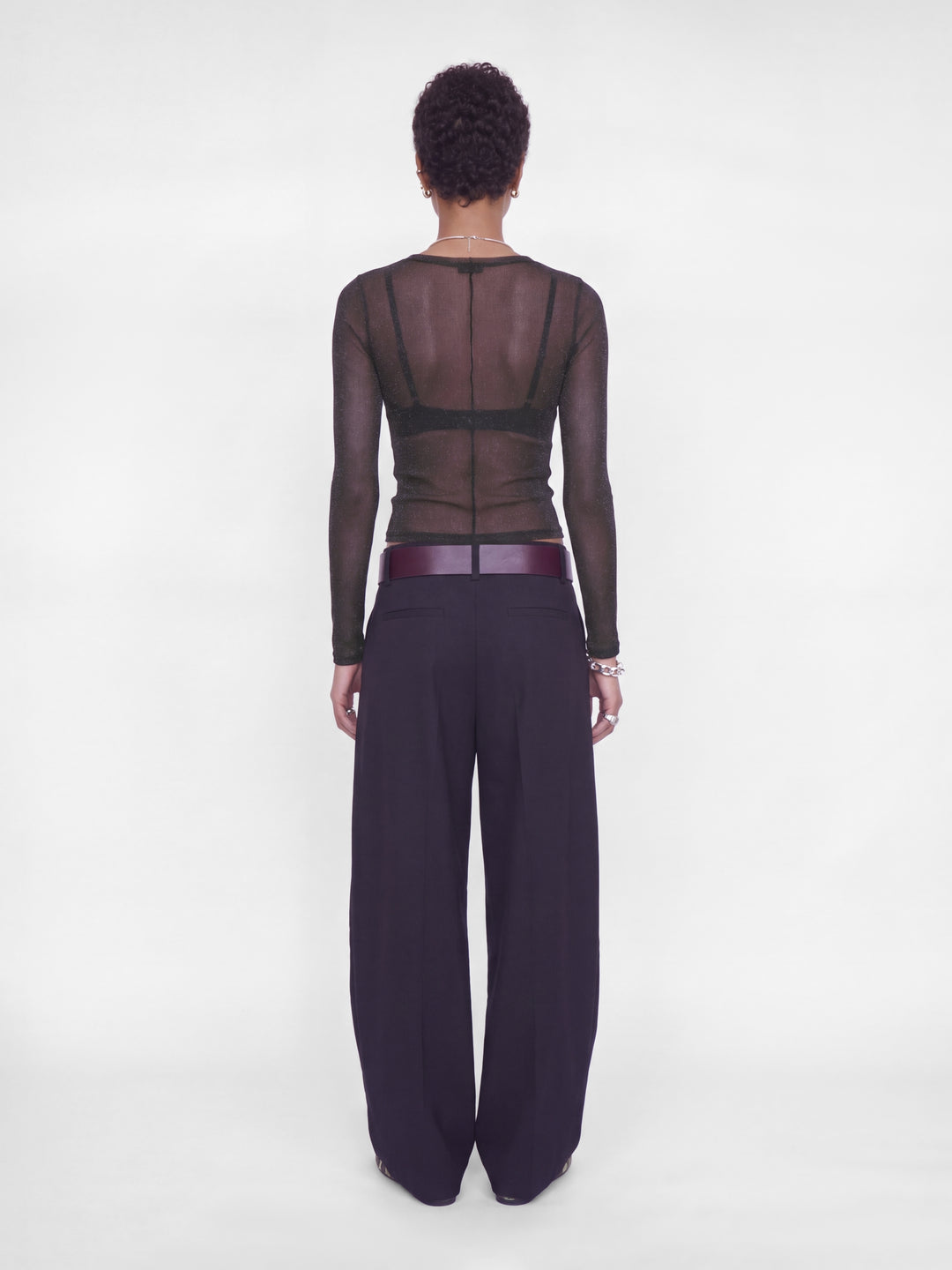 JXMINNA MESH GLITTER LS TOP WVN, Black 178012 Bild 5