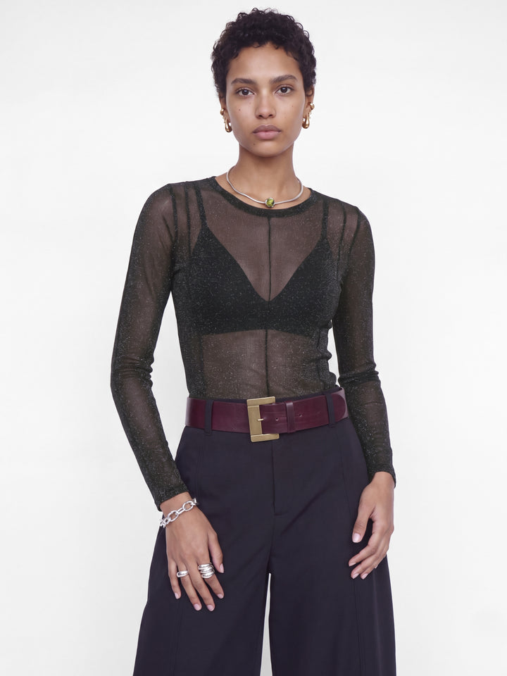 JXMINNA MESH GLITTER LS TOP WVN, Black 178012 Bild 6