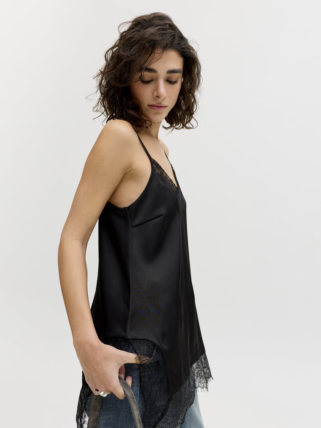 JXVIMA SINGLET SATIN LACE LONG TOP, Black 178012 Bild 8