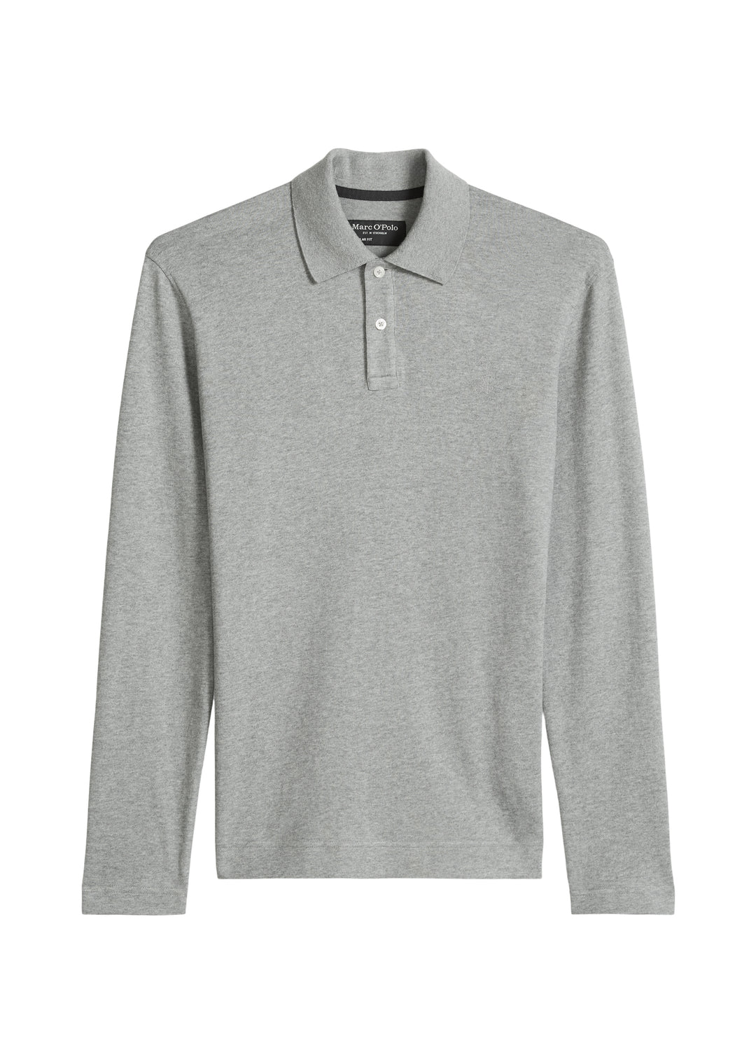 Polo, long sleeve, set in sleeve, r, grey melange 936 Bild 1