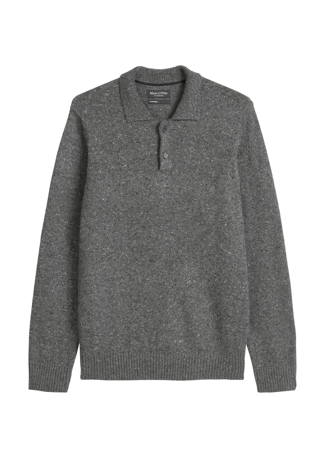 Polo with buttons, tweed, recycled, graphite grey melange 969 Bild 1