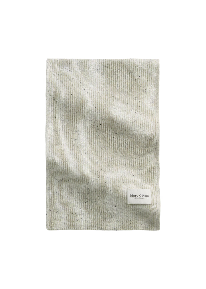 Scarf, knitted, tweed, recycled fib, white cotton 152 Bild 1