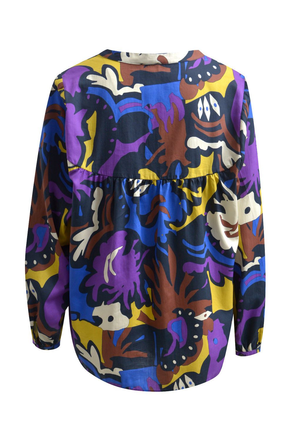 BLOUSE WITH GATHERING AND STAND UP, DARK BLUE PRINT 1607 Bild 2