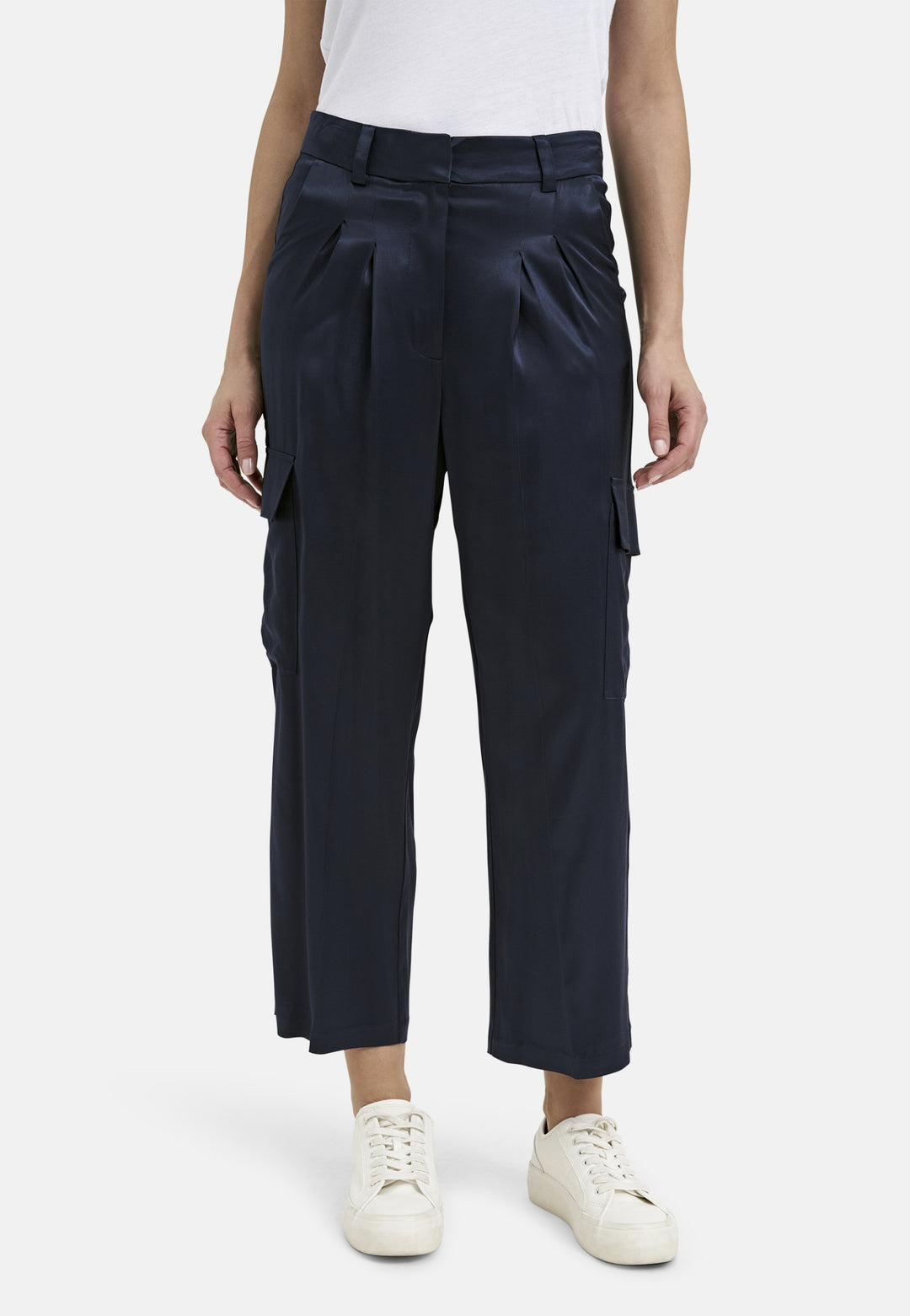 CARGO PANTS W HOOK AND EYE, PLEATS, NAVY 605 Bild 1