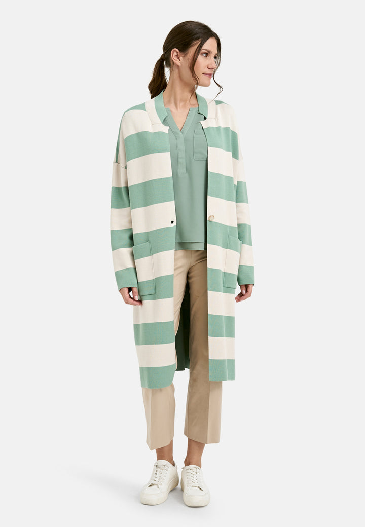 LONG CARDIGAN W PATCHED POCKETS, BU, SAGE PRINT 1728 Bild 1