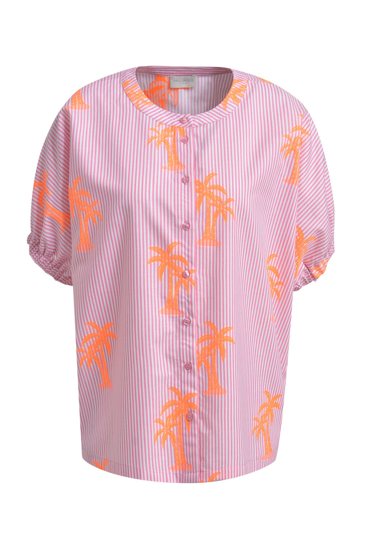 OVERSIZED BLOUSE W NECKPANEL, PLACK, PINK PRINT 1406 Bild 1
