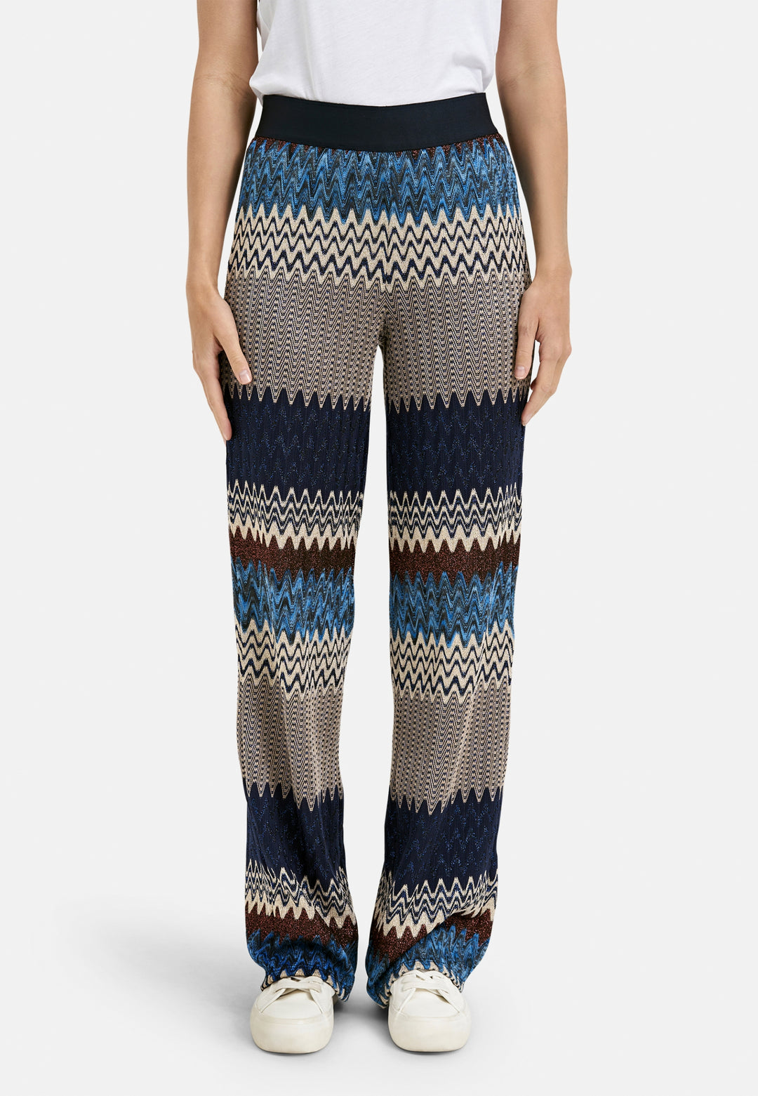 PANTS W ELASTIC WB AND WIDE LEGS, NAVY PRINT 1605 Bild 1