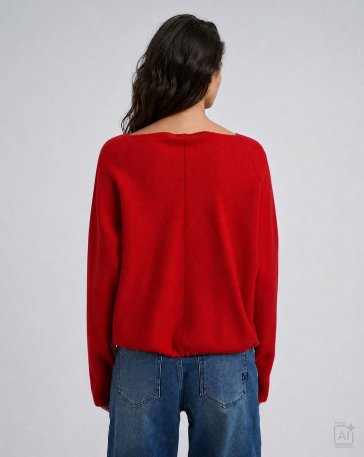 RAGLAN SWEATER WITH TUNNEL AT HEM, CHILI 449 Bild 2